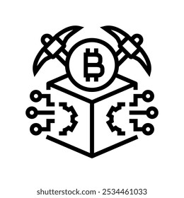 rewards cryptocurrency mining line icon vector. rewards cryptocurrency mining sign. isolated contour symbol black illustration