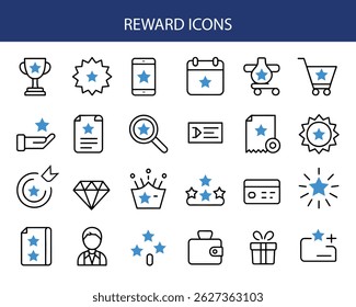 Rewards and Loyalty Program Icons Set.