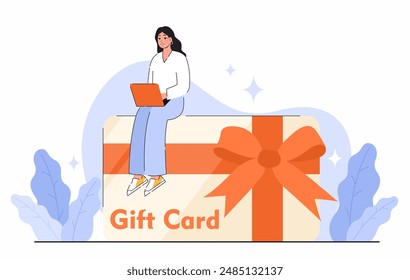 Concepto de programa de recompensas. Tarjeta de regalo. Ilustración vectorial plana.
