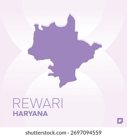 REWARI District Map, Haryana, India – Editable Vector Outline.
