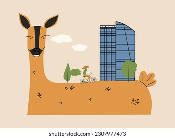 Rewilding concept. Biotic diversity conservation and
restoring nature's balance.