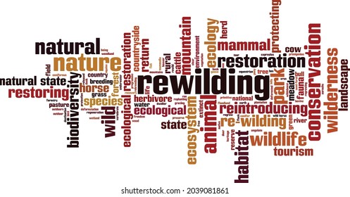 Rewilding word cloud concept. Collage made of words about rewilding. Vector illustration