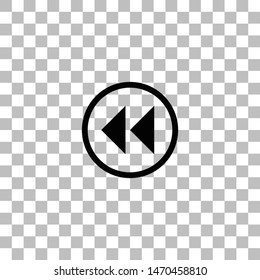 Rewind. Black flat icon on a transparent background. Pictogram for your project