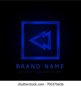 Rewind blue chromium metallic logo