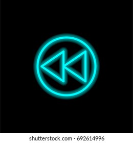 Rewind Blue Glowing Neon Ui Ux Icon. Glowing Sign Logo Vector