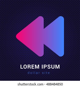 Rewind Blue & Red colorful gradient attractive bright material Icon / Logo Design