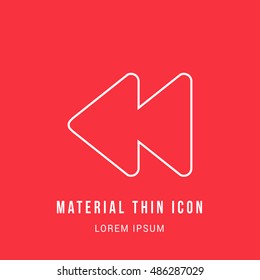 Rewind Bright red material designed line thin flat icon / logo