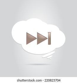 Rewind button in the cloud. Made in vector