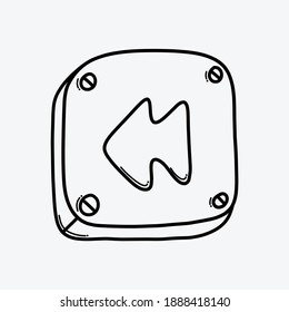 Rewind button doodle vector icon. Drawing sketch illustration hand drawn line.