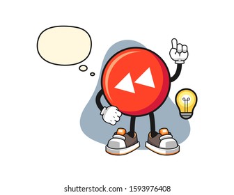 Rewind button get an idea cartoon. Mascot Character vector.