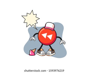 Rewind button with ice cream fall with speech bubble cartoon. Mascot Character vector.