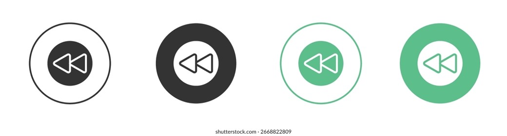 Ícone do botão Retroceder Conjunto de Ícones de Vetor de Linha Plana Mínima.