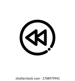 Rewind Button Icon, Reverse, Skip, Music Sign is in Line Style, Vector Icon