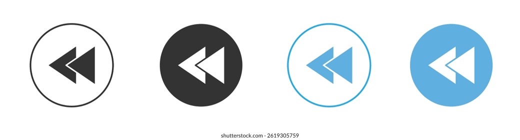 Rewind button icon Vector Graphic set