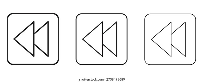 Rebobinar iconos de Botón. Colección de ícono de Vector perfecto de píxeles