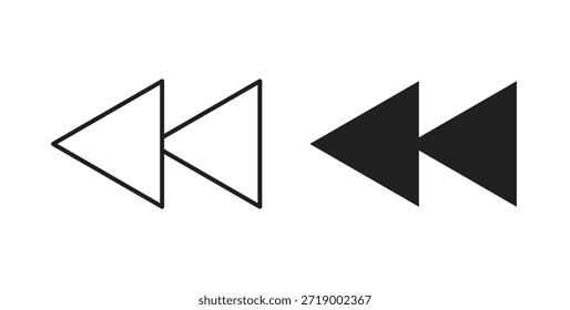 Schaltflächensymbole zurückspulen, Vektorsymbole. gefülltes flaches Zeichen