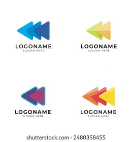 rewind button logo icon set