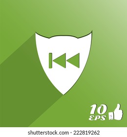 Rewind button on the background. Made in vector