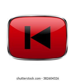 rewind button vector icon Red