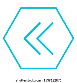 Rewind double arrows angles black icon minimal design