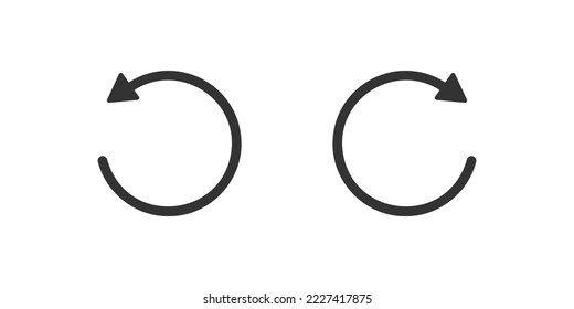 Rewind and fast forward icons with circle arrows. Round repeat and next buttons isolated on white background. Audio or video player playback elements. Vector graphic illustration