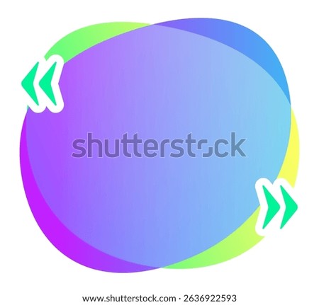 Rewind and forward arrows surrounding a colorful bubble with gradient colors, providing a dynamic and engaging visual element for multimedia content