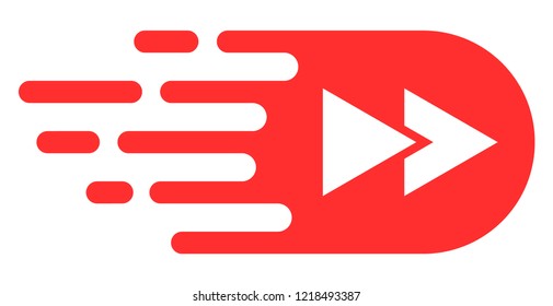 Rewind forward icon with fast motion effect. Vector illustration designed for modern abstract with symbols of speed, rush, progress, energy. Fast rewind forward movement symbol on a white background.