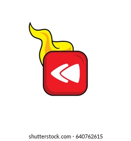 rewind hot fire burn icon button game asset