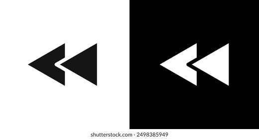 Rewind icon flat line symbol set.