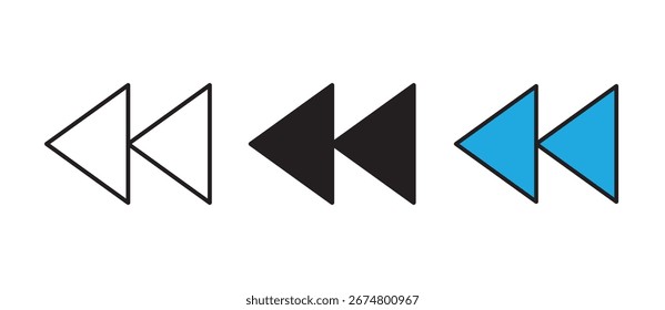 Icono de rebobinado Paquete de iconos de vectores gráficos sobre fondo blanco.