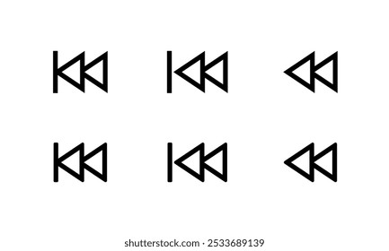 Rewind icon in line style. Backtrack sign symbol of media player element