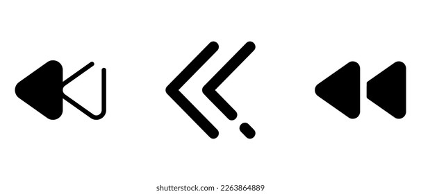 icono de rebobinado o logotipo símbolo de signo aislado ilustración vectorial - iconos vectoriales de estilo negro de alta calidad