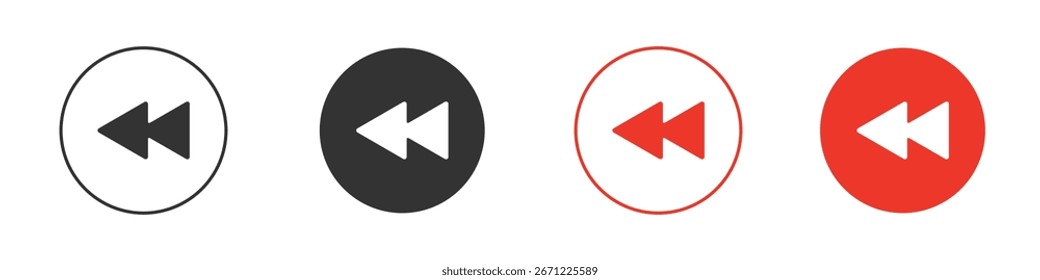 Icono del rebobinado para el logotipo, símbolo de la muestra del Vector para el diseño