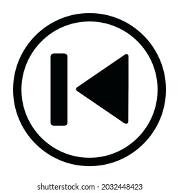 Rewind icon. media button, sign isolated for apps and websites. Vector illustration