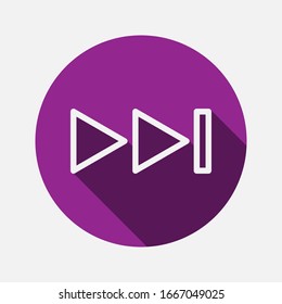 Rewind icon Media player Flat style on  purple background