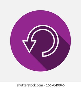 Icono de rebobinado Reproductor multimedia Estilo plano sobre fondo morado