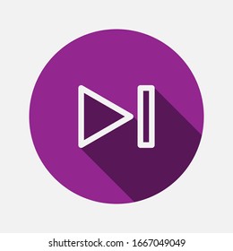 Rewind icon Media player Flat style on  purple background