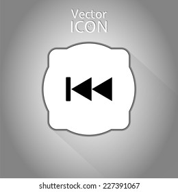 Rewind icon. Media player. Flat style.