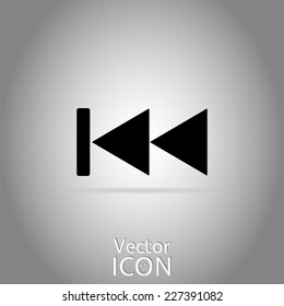 Rewind icon. Media player. Flat style.