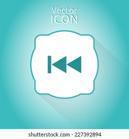 Rewind icon. Media player. Flat style.
