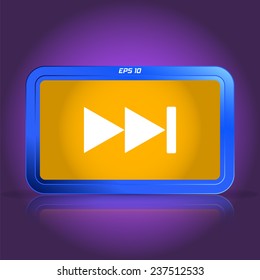 Rewind icon. Media player. Specular reflection. Made vector illustration