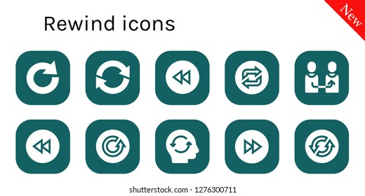  rewind icon set. 10 filled rewind icons. Simple modern icons about  - Redo, Refresh, Rewind, Loop, Change, Backward, Forwards