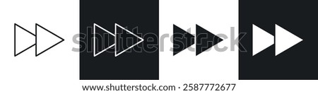 Rewind icon set black and white colors. Graphic Vector icons pack