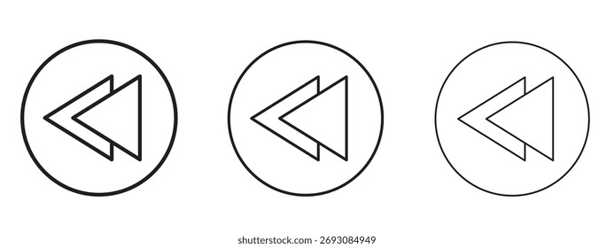Rewind icon symbol. Linear style sign for mobile concept