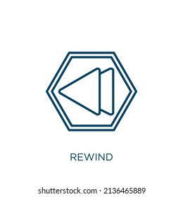 rewind icon. Thin linear rewind outline icon isolated on white background. Line vector rewind sign, symbol for web and mobile