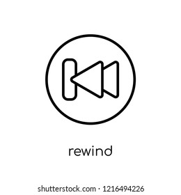 rewind icon. Trendy modern flat linear vector rewind icon on white background from thin line collection, outline vector illustration