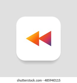 Rewind icon vector, clip art. Also useful as logo, square app icon, web UI element, symbol, graphic image, silhouette and illustration. Compatible with ai, cdr, jpg, png, pdf, svg and eps formats.