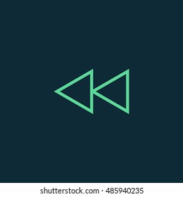 Rewind icon vector, clip art. Also useful as logo, web UI element, symbol, graphic image, silhouette and illustration. Compatible with ai, cdr, jpg, png, pdf, svg and eps formats.