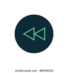 Rewind icon vector, clip art. Also useful as logo, circle app icon, web UI element, symbol, graphic image, silhouette and illustration.