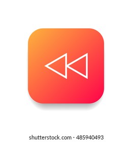 Rewind icon vector, clip art. Also useful as logo, square app icon, web UI element, symbol, graphic image, silhouette and illustration.